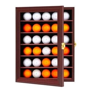 Golf Ball Display Case - Wall Mounted Holder with Glass Door,Ideal Gift for Golf